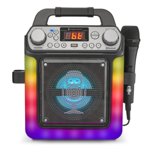 Singing Machine Groove Mini Bluetooth Karaoke Machine with 1 Wired Microphone and Disco Light Show