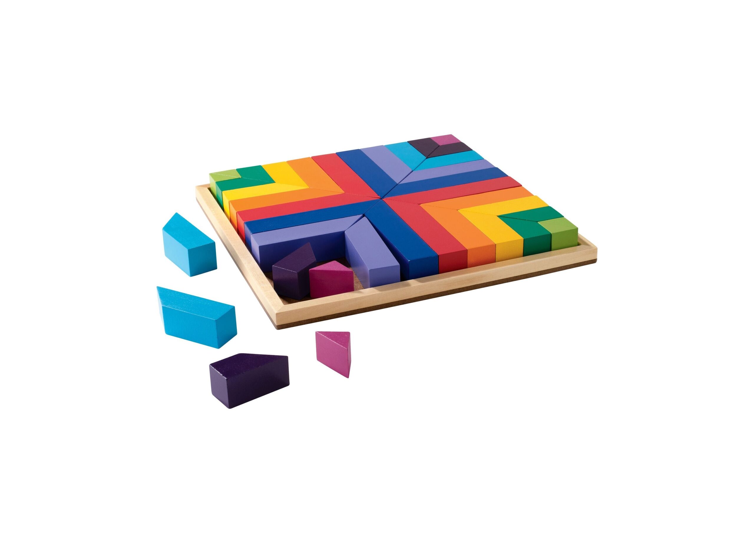MindWare Pattern Play Colorful Wooden Blocks and Tray Set - Image 2