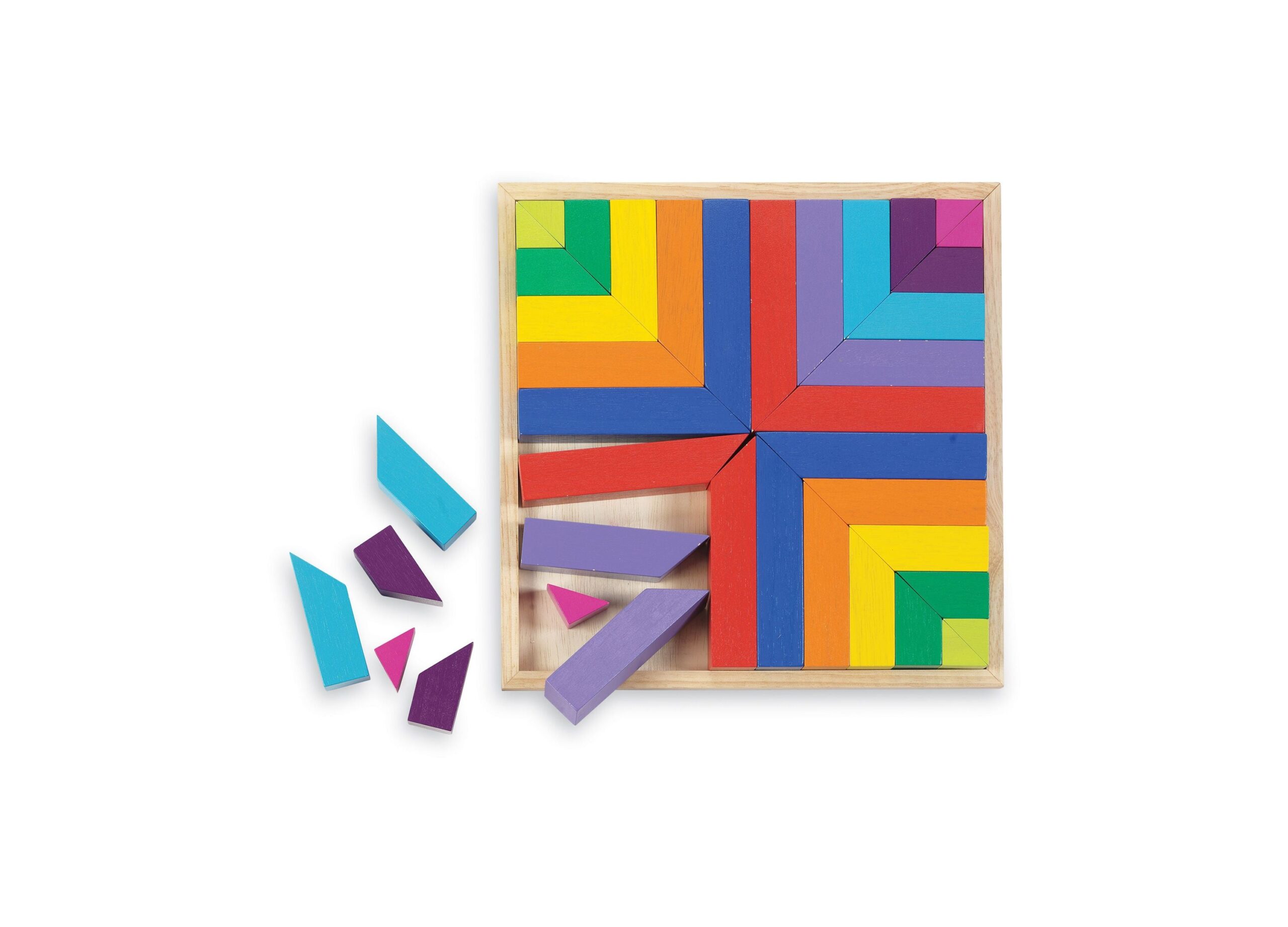 MindWare Pattern Play Colorful Wooden Blocks and Tray Set - Image 4