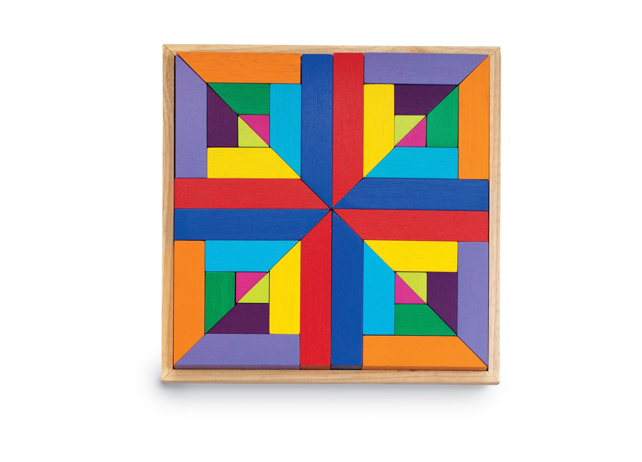 MindWare Pattern Play Colorful Wooden Blocks and Tray Set - Image 3