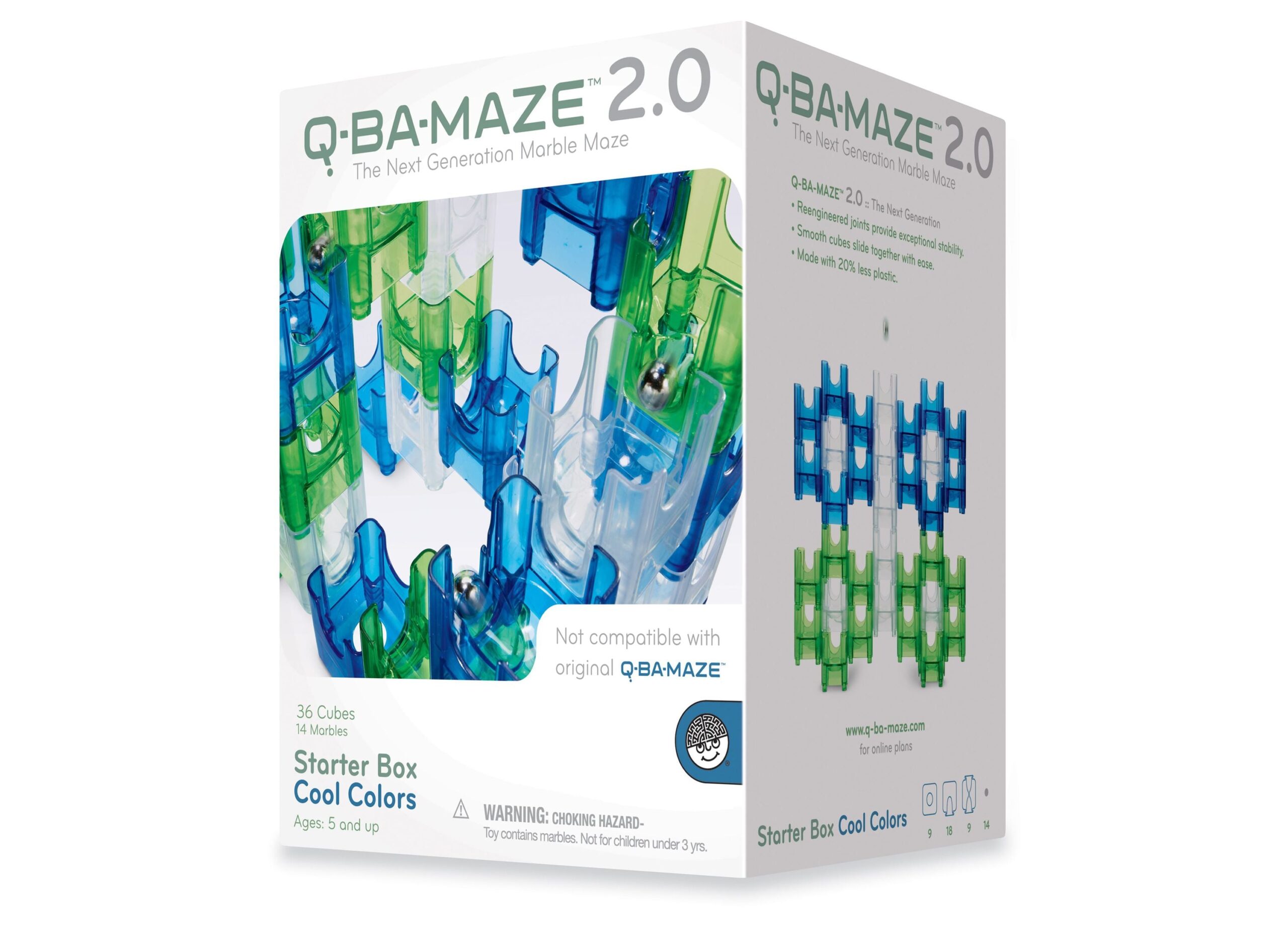 MindWare Q-BA-MAZE 2.0 Starter Box - Cool Colors, 50 Piece Marble Maze Set - Image 3