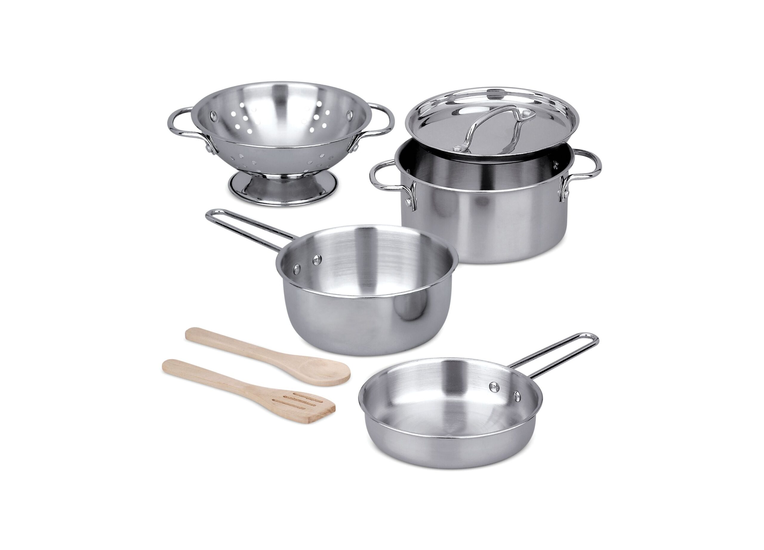 Melissa & Doug Stainless Steel Pretend Play Kitchen Set - 8 Pieces - Image 2
