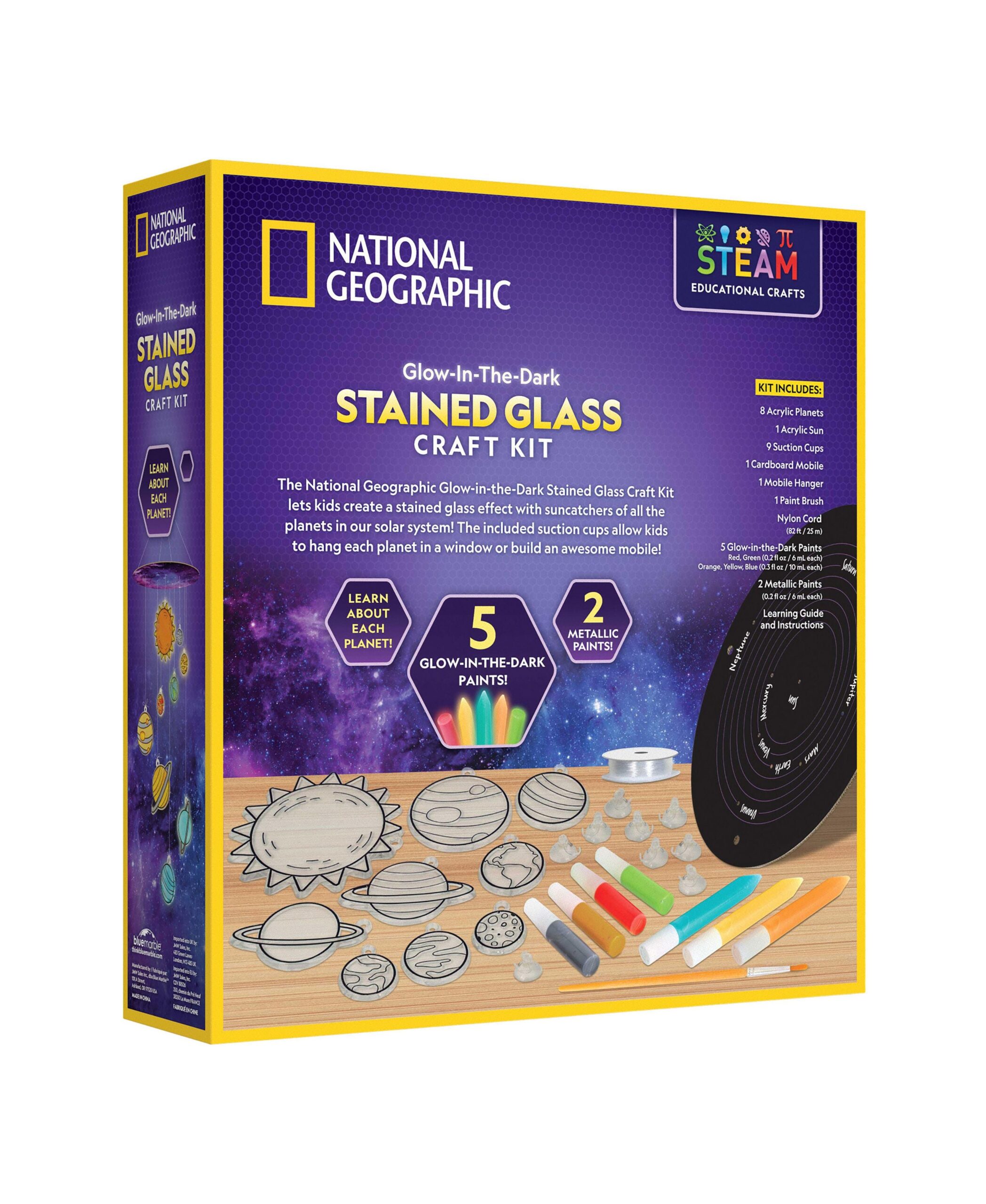 National Geographic Glow-In-The-Dark Stained Glass Solar System Craft Kit - Image 3