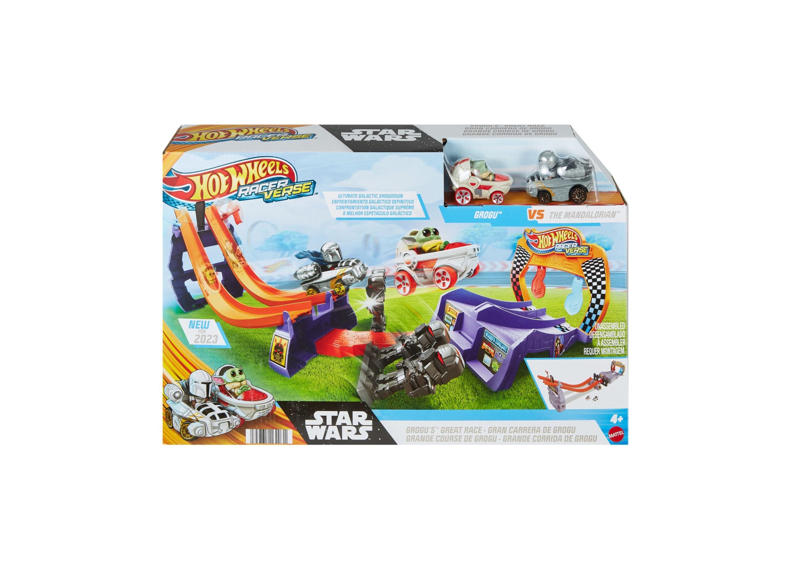 Hot Wheels Racerverse Star Wars Track Set with Grogu and Mandalorian Racers - Image 2