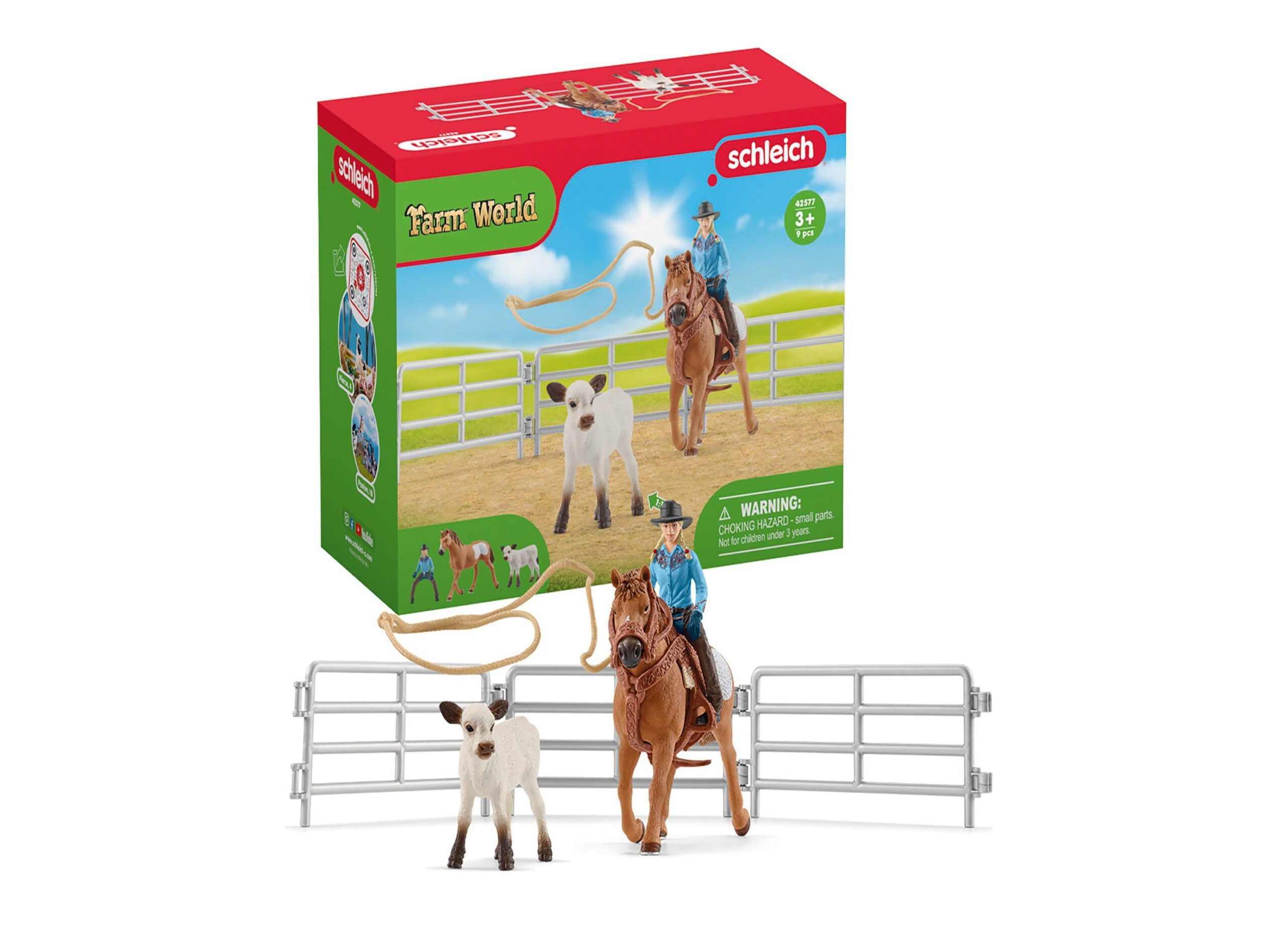 Schleich Farm World Cowgirl Team Roping Rodeo Playset - Image 6