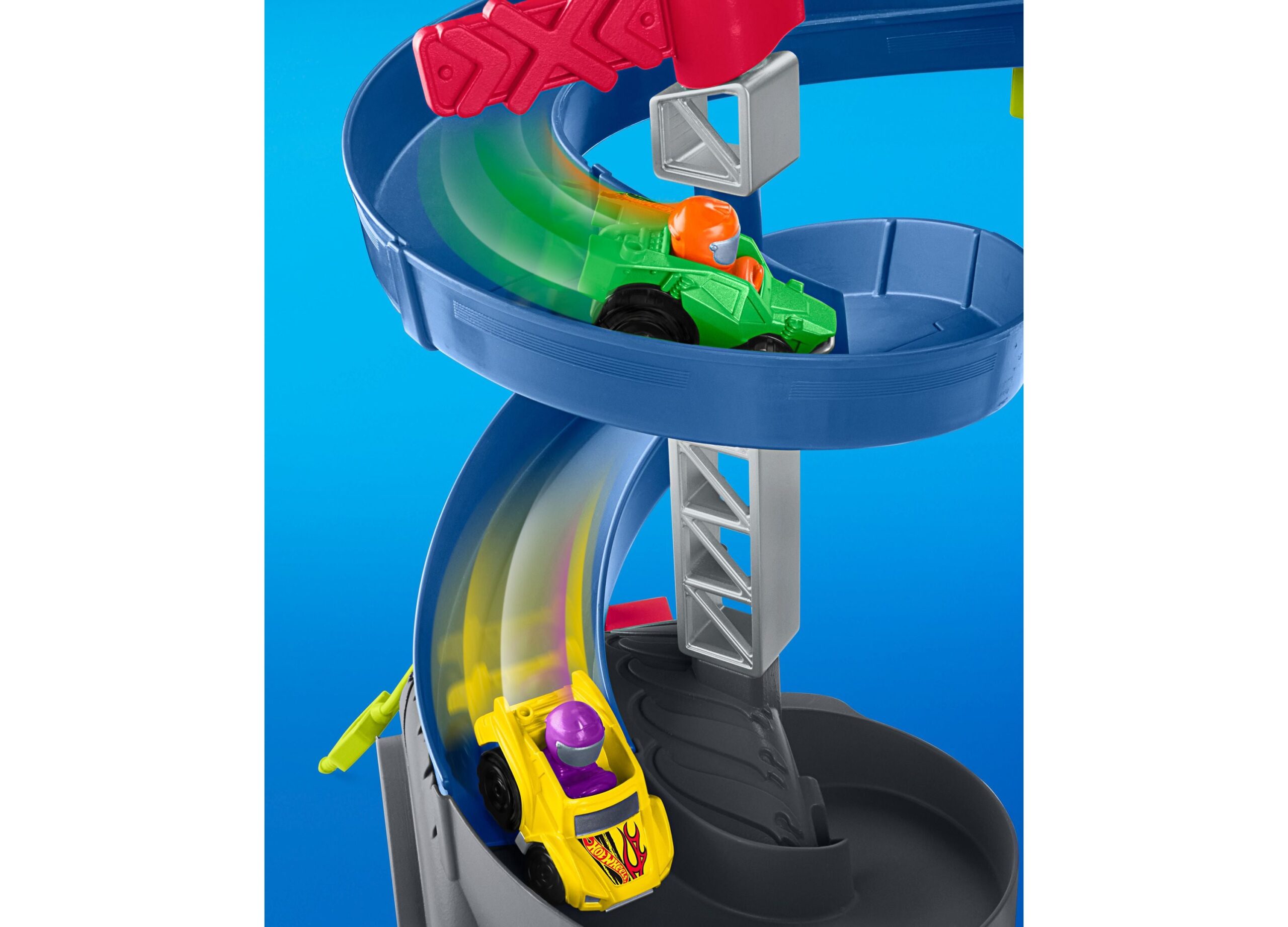 Little People Hot Wheels Spiral Stunt Speedway Toddler Race Track Playset - Image 6