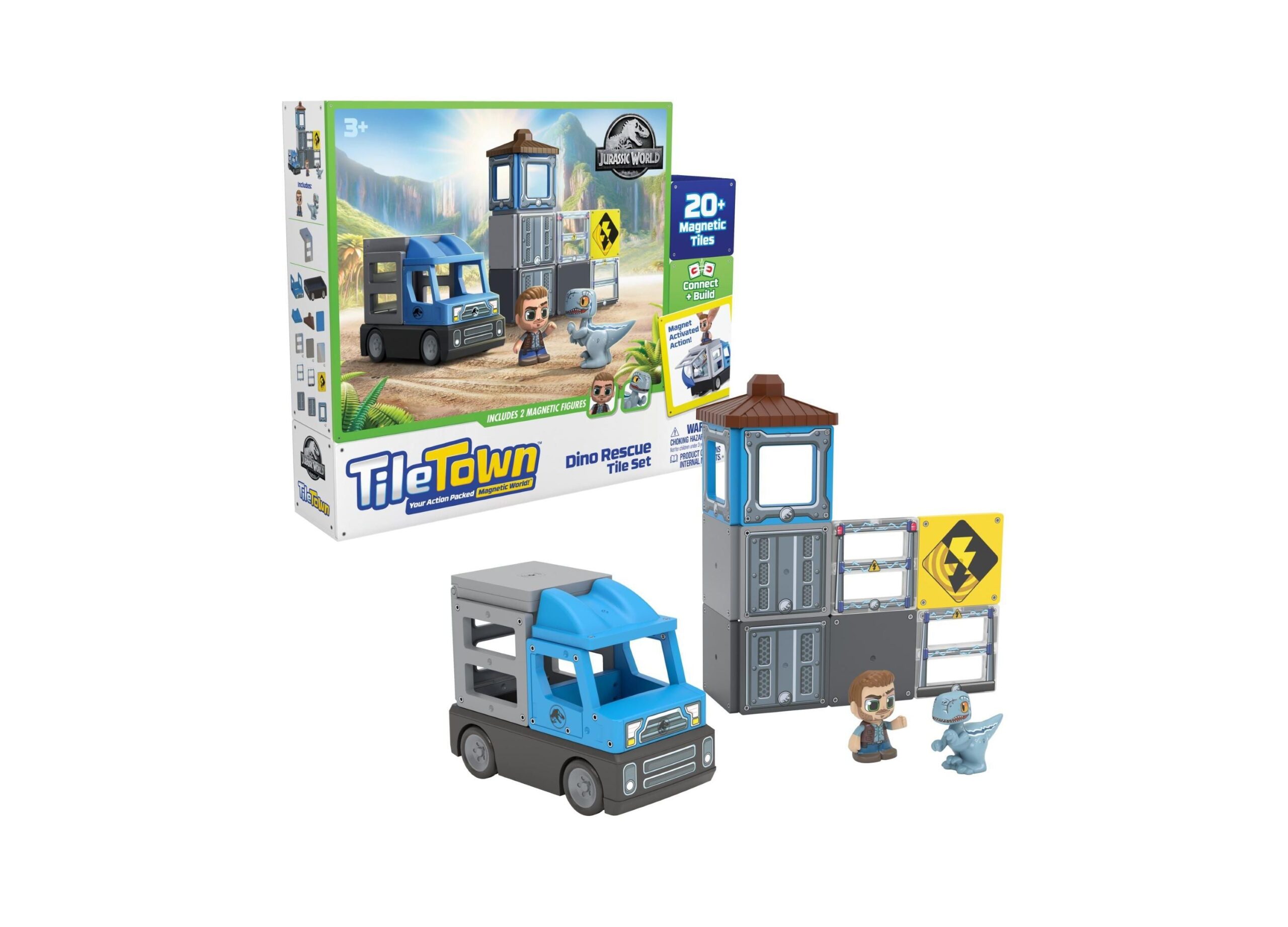 Tile Town Jurassic World Dino Rescue Magnetic Playset, 22-Piece - Image 9
