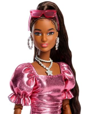 Barbie Deluxe Style Fashion Doll - High Ponytail in Metallic Coral Dress - Image 5
