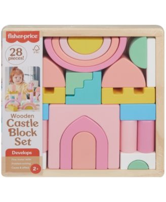 Fisher Price FSC-Certified Wooden Castle Block Set, 28 Pieces for Toddlers - Image 6