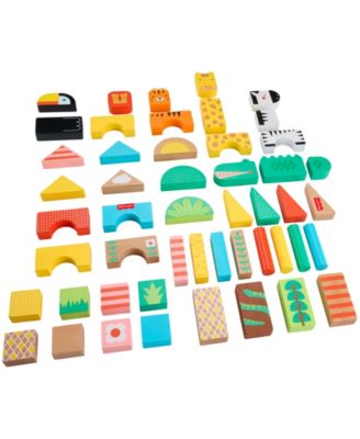 Fisher Price Jungle Adventure 50-Piece Wooden Block Set - Image 2
