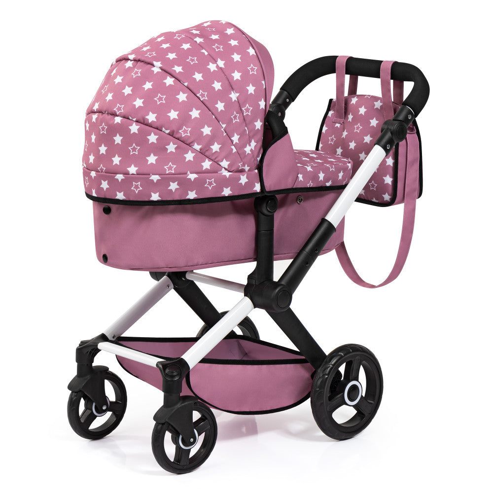 Bayer Design Xeo Pram Playset for Dolls - Pink, White, Stars - Image 2