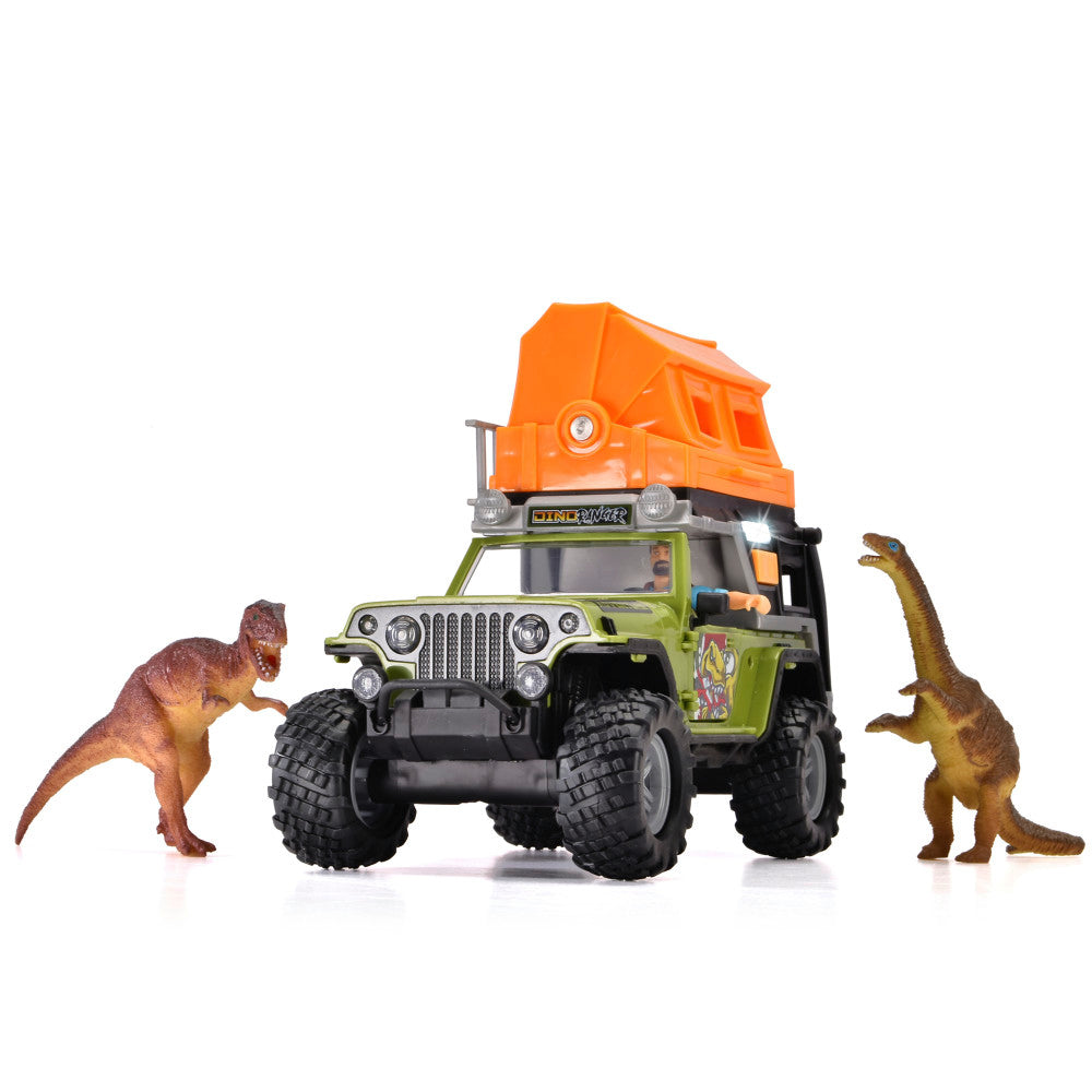 Dickie Toys Jeep Dino Camper Set - Dinosaur Transport Adventure, Green & Orange, Ages 3+ - Image 2