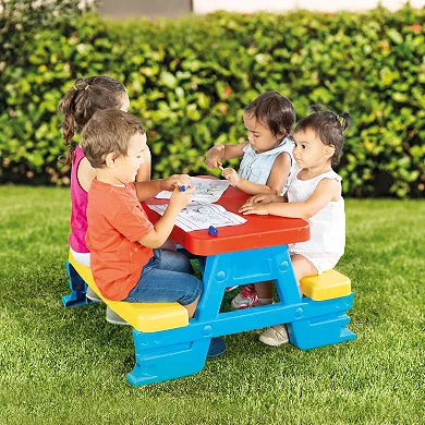 Dolu Colorful Kids' Picnic Table Set for 4 - Multi-Color - Image 3