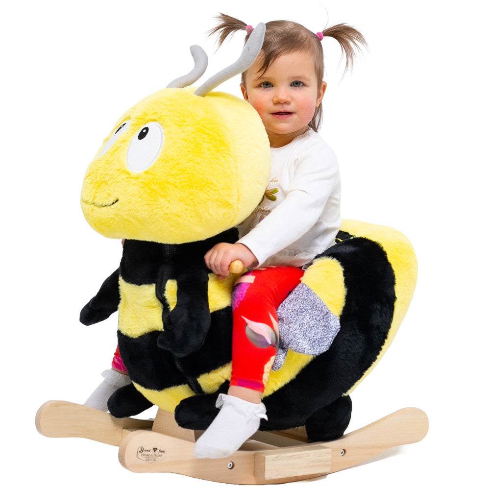 Gerardo's Toys Little Rockers Bee - Plush Wooden Ride-On Rocker - Image 2