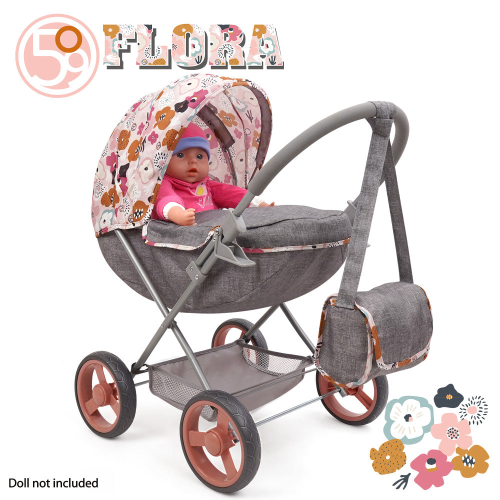 509 Crew Melange Flora Deluxe Doll Pram with Matching Shoulder Bag - Image 4