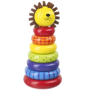 Orange Tree Toys Lion Stacking Ring - Colorful Wooden Puzzle for Toddlers