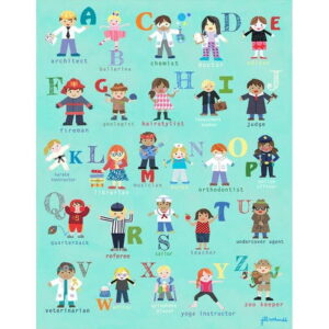 Oopsy Daisys A to Z Professionally Stretched Canvas Art