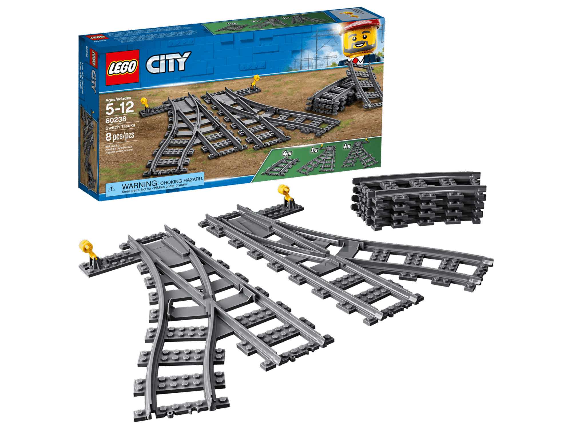 LEGO City Switch Tracks 60238 Expansion Building Kit - 6 Pieces