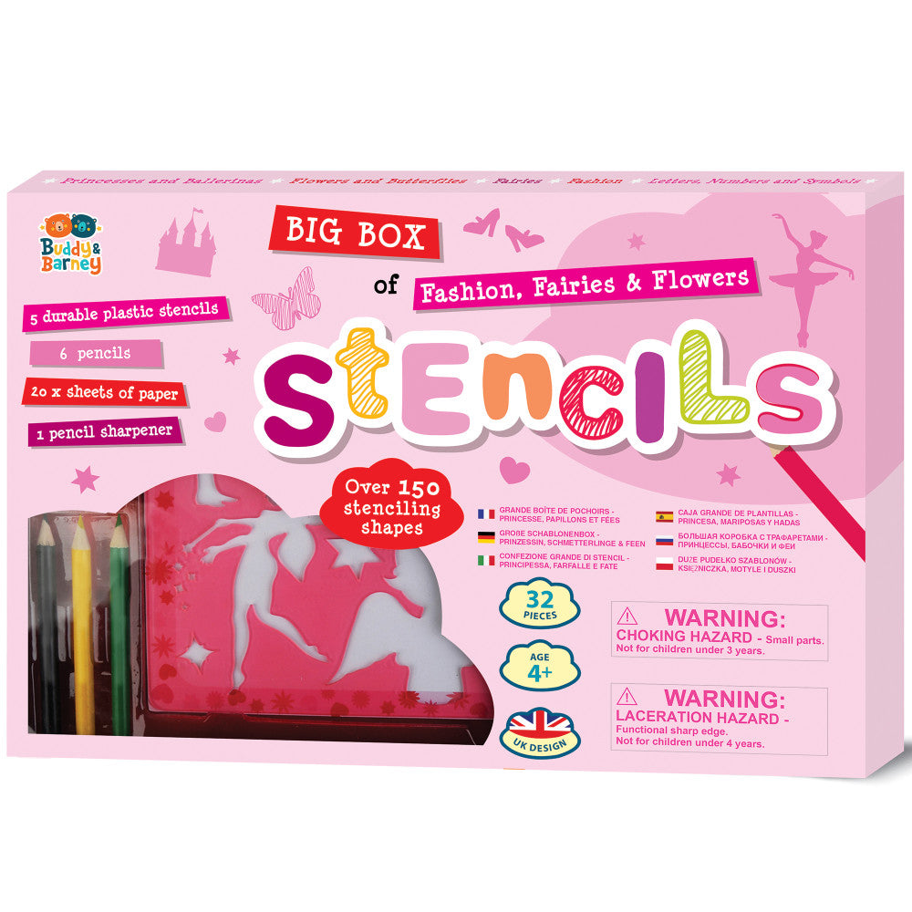 Buddy & Barney Fashion & Fantasy Stencil Kit - Fairies, Flowers & More!