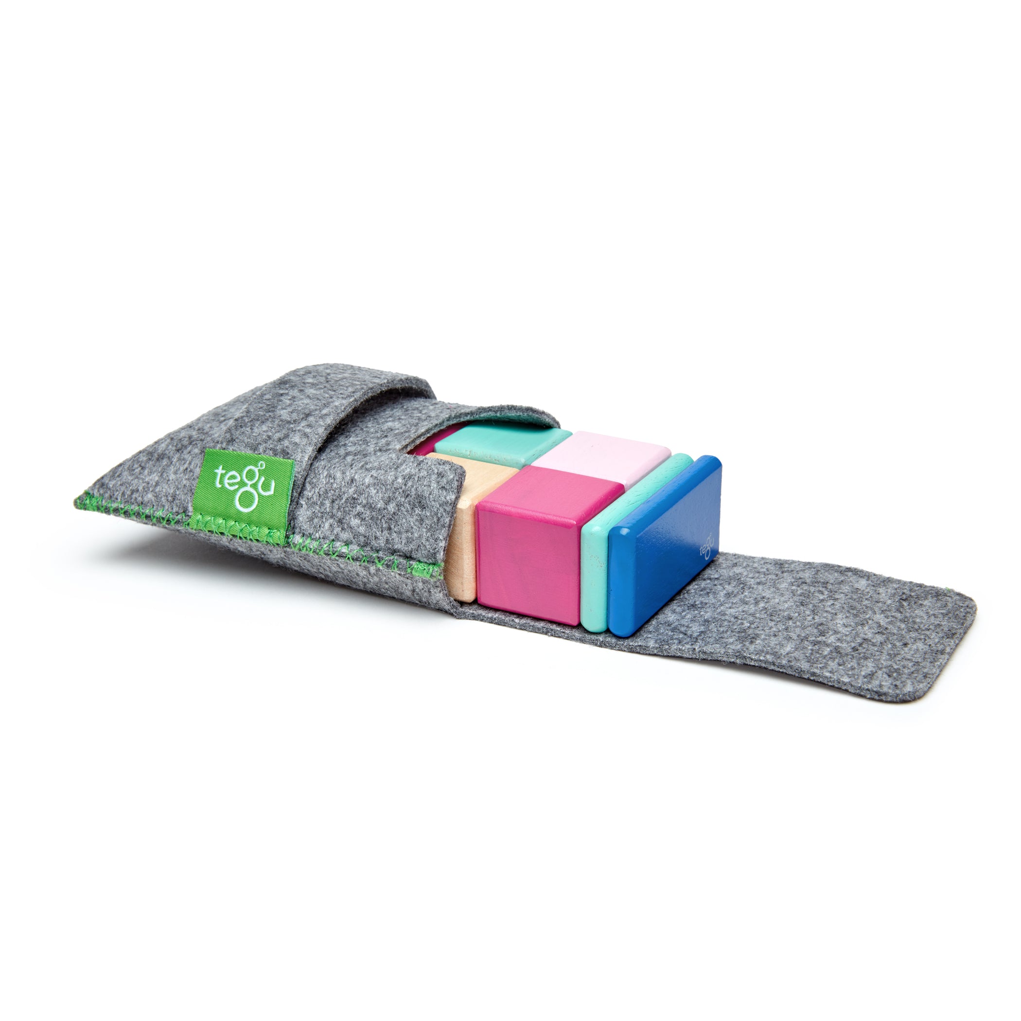Tegu Magnetic Wooden Blocks, 8-Piece Pocket Pouch - Blossom - Image 2