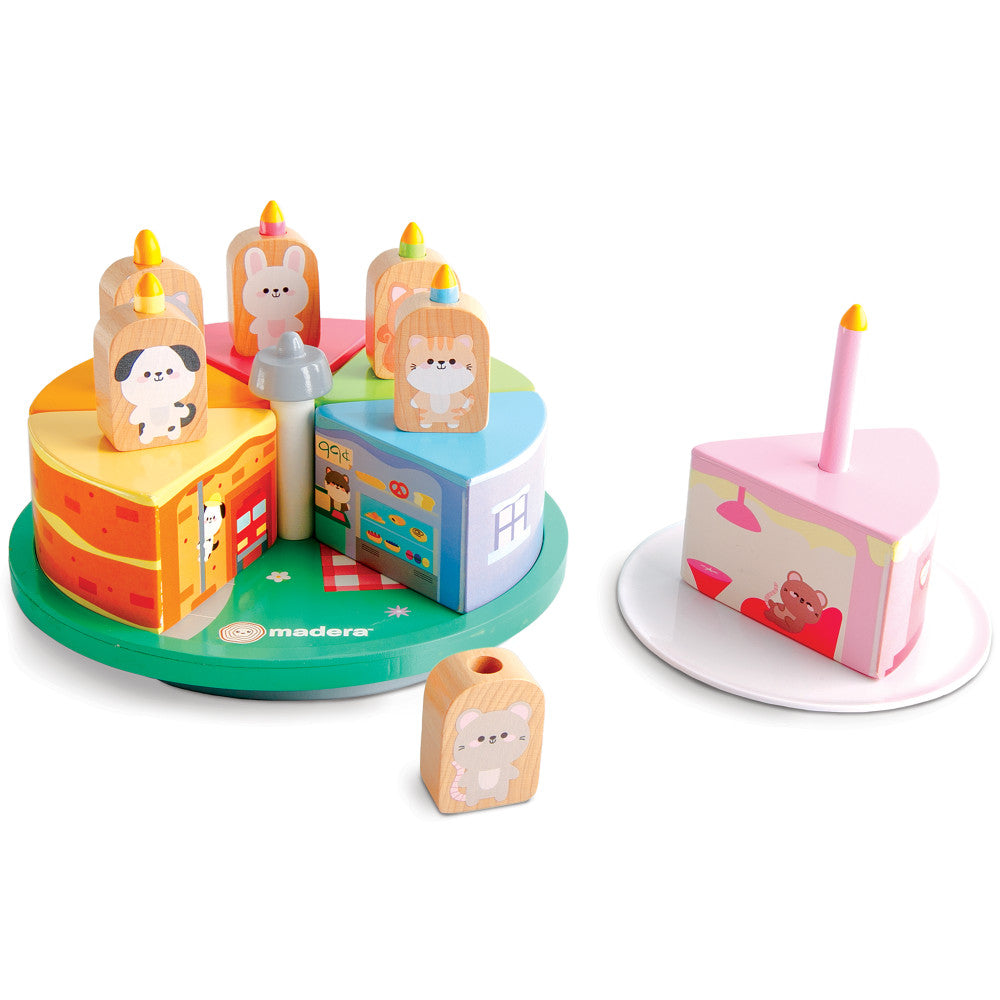 Madera Wood Cakeville Playset - Whimsical Wooden Activity Scene, Age 3+ - Image 3