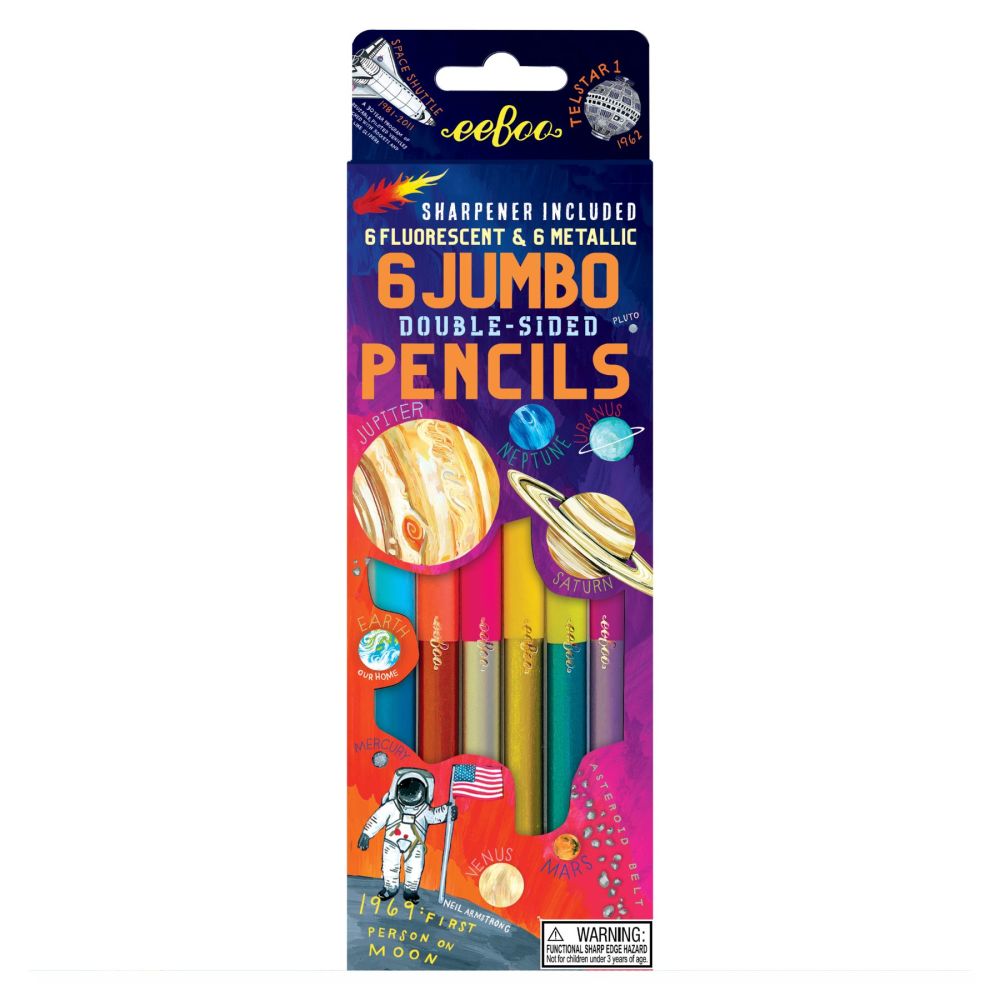 eeBoo Solar System Fluorescent Double-Sided Color Pencils Set - Image 2
