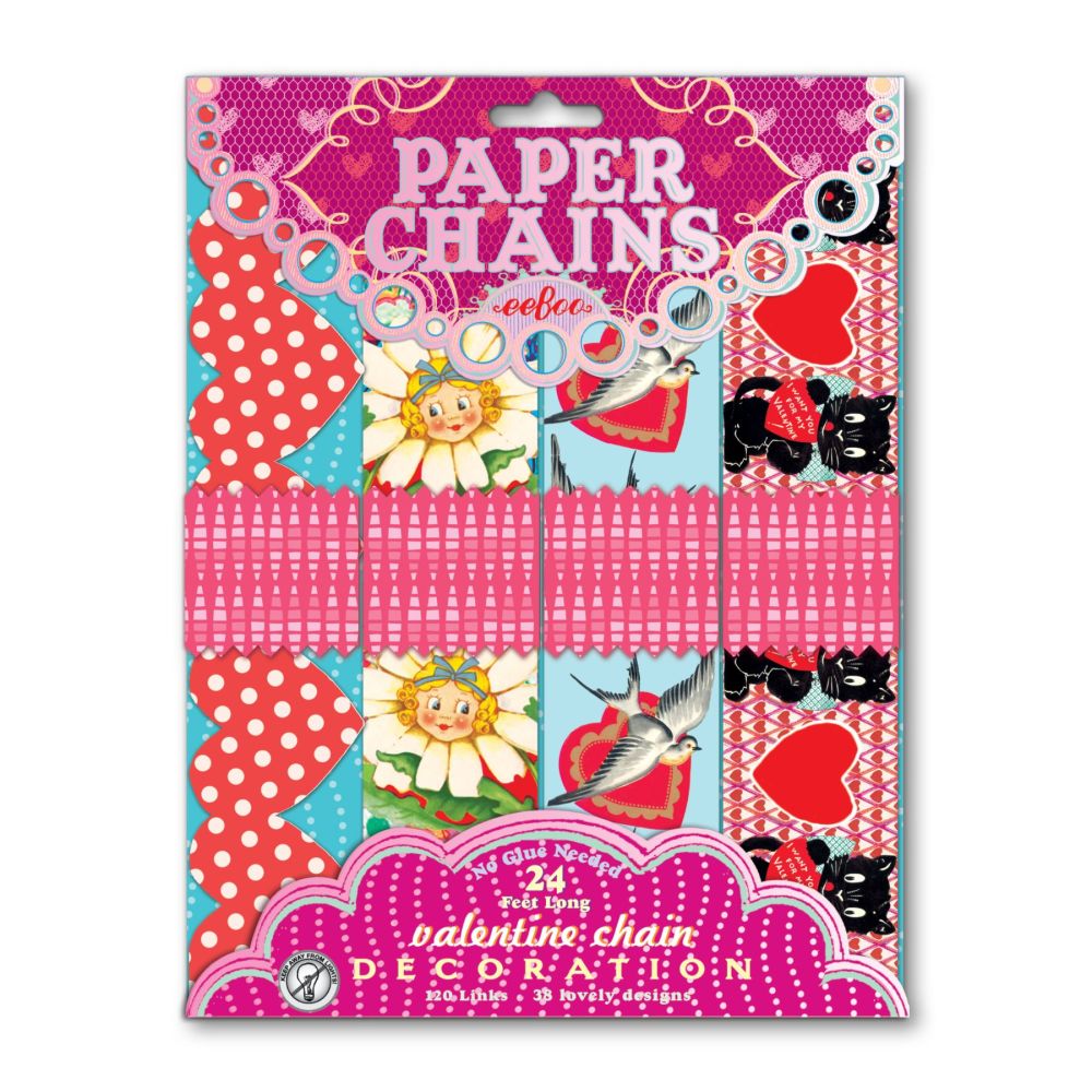 eeBoo Valentine Themed Paper Chain Craft Kit - 120 Links - Image 2
