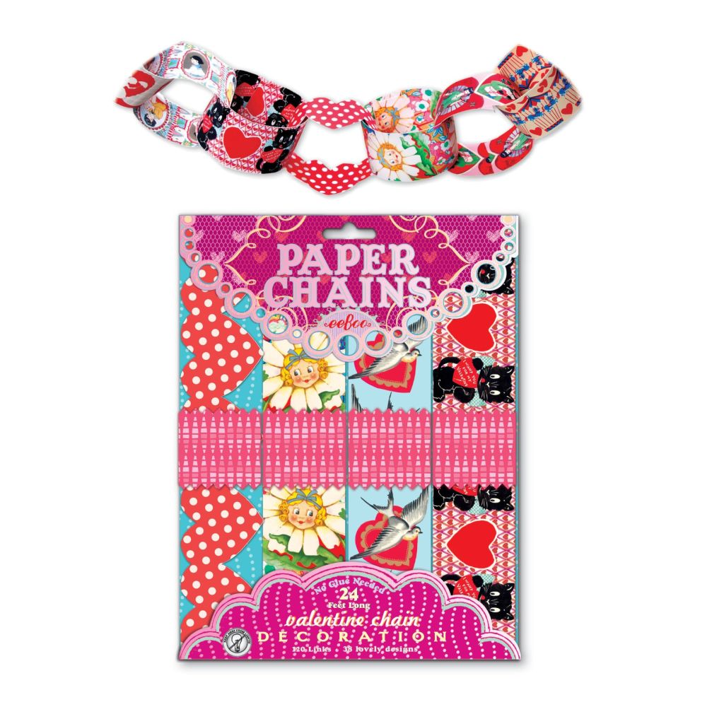 eeBoo Valentine Themed Paper Chain Craft Kit - 120 Links - Image 3