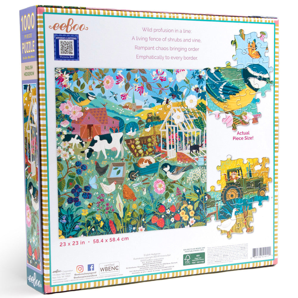 eeBoo Piece and Love English Hedgerow 1000 Piece Jigsaw Puzzle - Image 2
