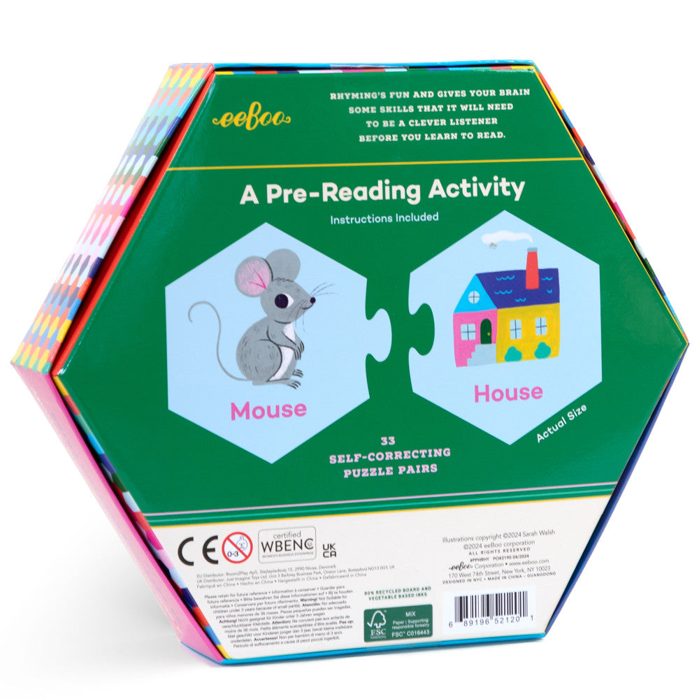 eeBoo Hexagon Puzzle Pairs - Rhyming Words - Educational Game for Kids Age 3+ - Image 2