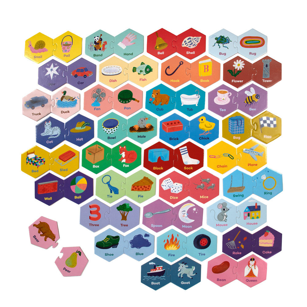 eeBoo Hexagon Puzzle Pairs - Rhyming Words - Educational Game for Kids Age 3+ - Image 3