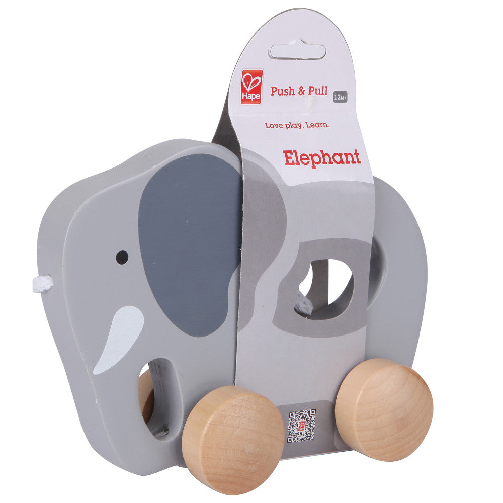 Hape Push & Pull Elephant - Gray - Wooden Toddler Toy - Image 2