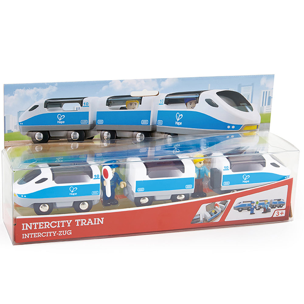 Hape Intercity Train - Blue & White - Wooden Train Set Adventure - Image 2