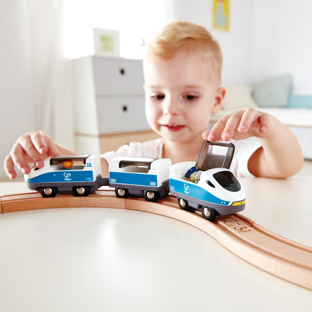 Hape Intercity Train - Blue & White - Wooden Train Set Adventure - Image 5