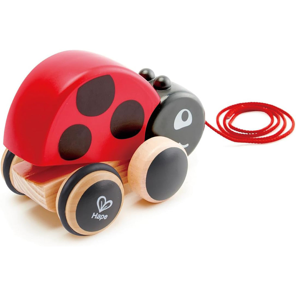 Hape Pull-Along Ladybug ?C Red & Black, Wooden Toy with Moving Wings - Image 5