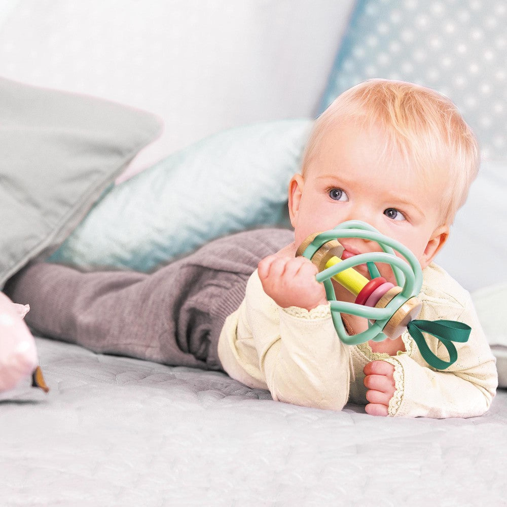 Hape Apple Grab Toy ?C Green-Yellow-Red Teether Baby Toy - Image 2