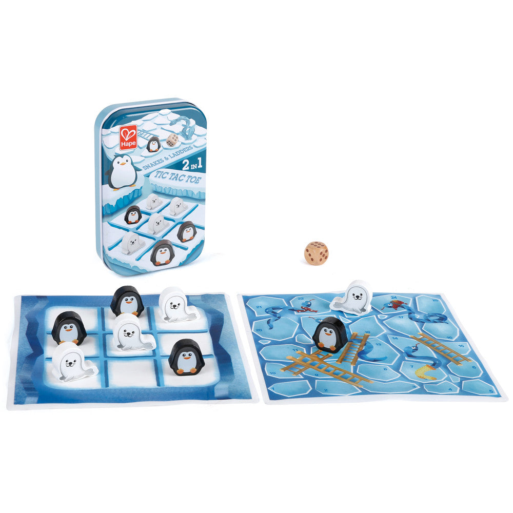 Hape 2-in-1 Tic Tac Toe & Snakes and Ladders Travel Tin Game - Image 2