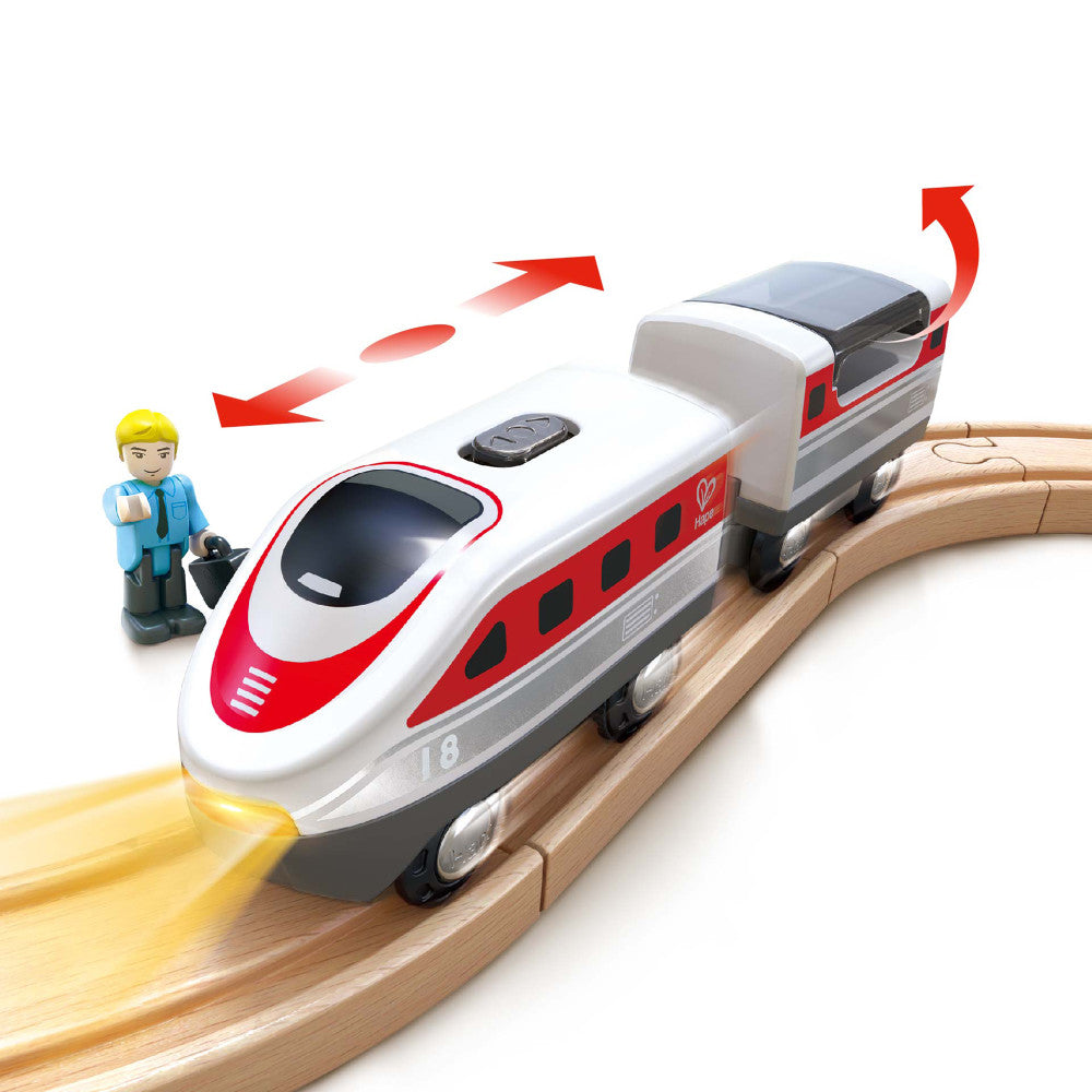 Hape - Intercity Battery Powered Train Set - Red & White Engine with Car - Image 3