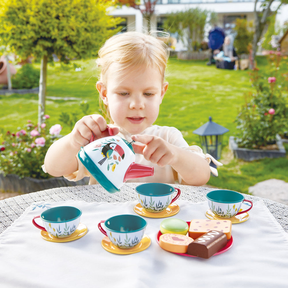 Hape Tea Time Playset - 15pc Teal & Pink with Carry Case - Image 5