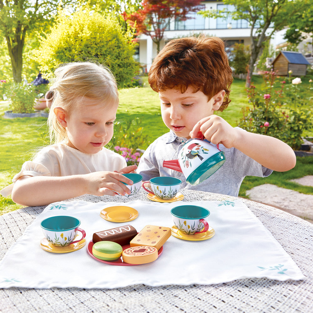 Hape Tea Time Playset - 15pc Teal & Pink with Carry Case - Image 6