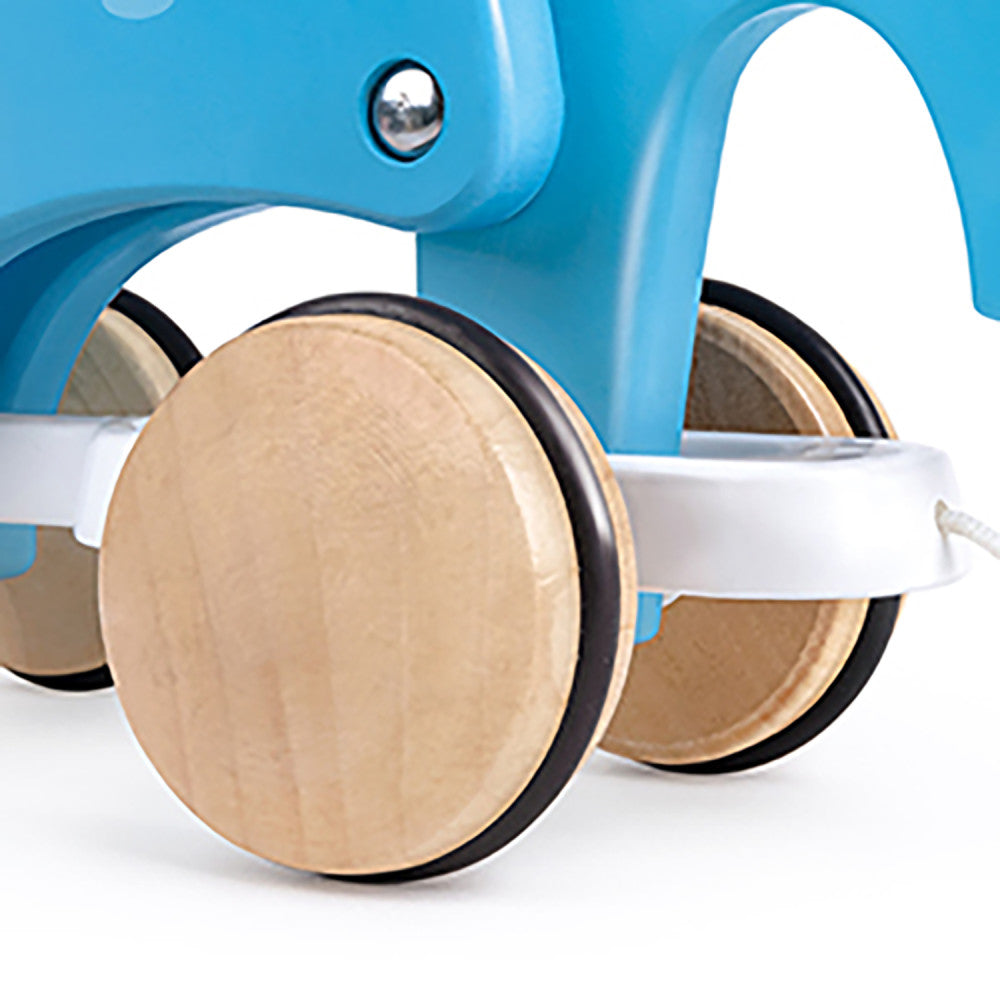 Hape Pull-Along Elephant - Blue Wooden Animal Toy - Image 4
