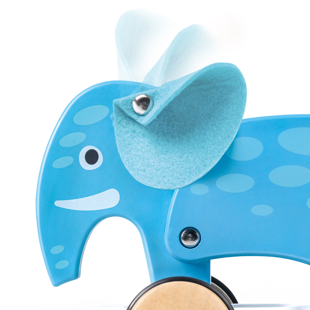 Hape Pull-Along Elephant - Blue Wooden Animal Toy - Image 7