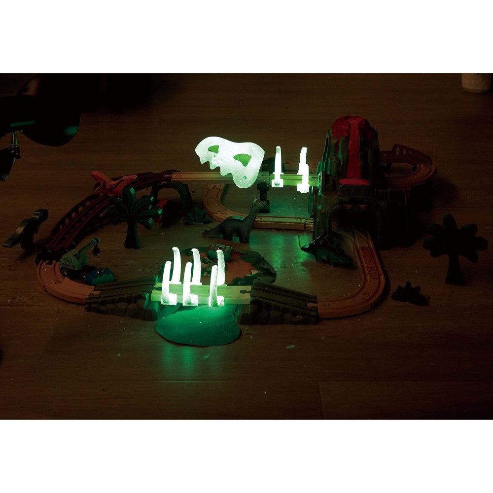 Hape Dinosaur Railway Adventure Set - 61pc Glow-in-Dark Train Playset - Image 4