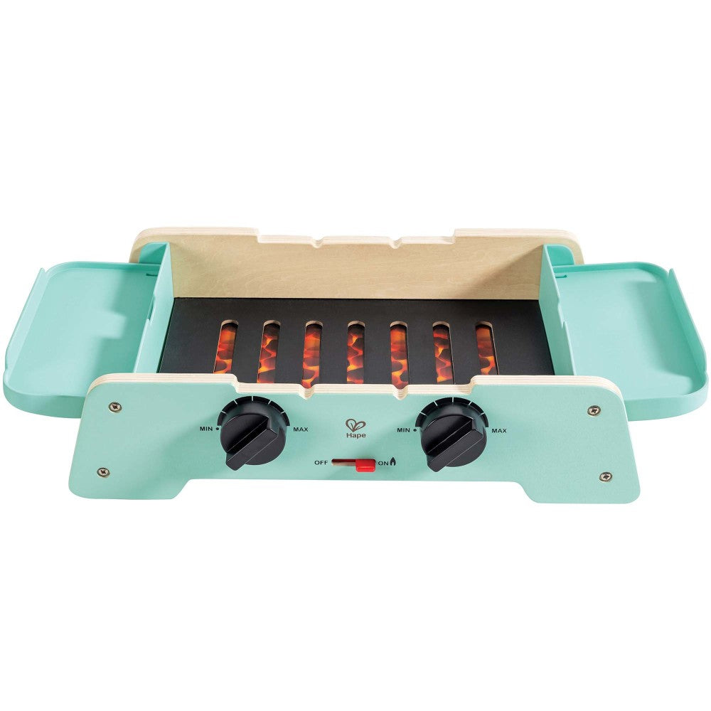 Hape Teal Wooden Sizzling Griddle & Grill BBQ Playset - Image 4