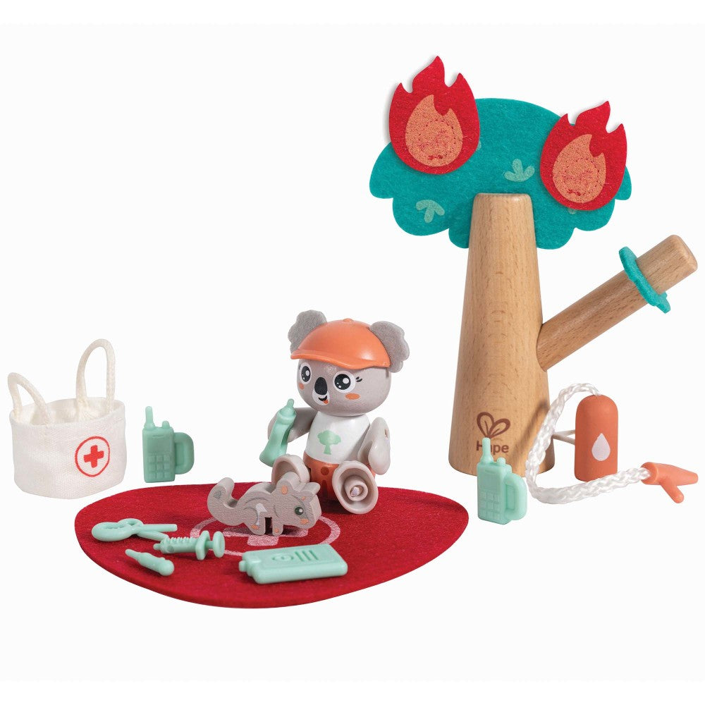 Hape Forest Fire Rescue Adventure Playset - 17pc Wooden Toy - Image 2