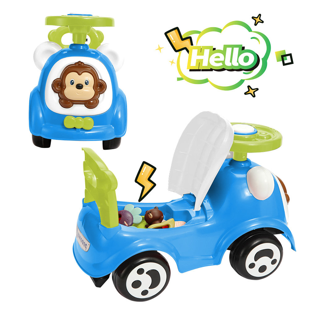 Timate Push & Ride Racer - Blue & Monkey Foot-To-Floor Ride-On - Image 2