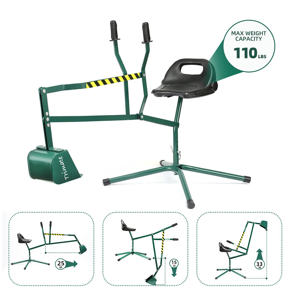 Trimate Sandbox Excavator - Hunter Green - Metal Construction Play Toy - Image 2