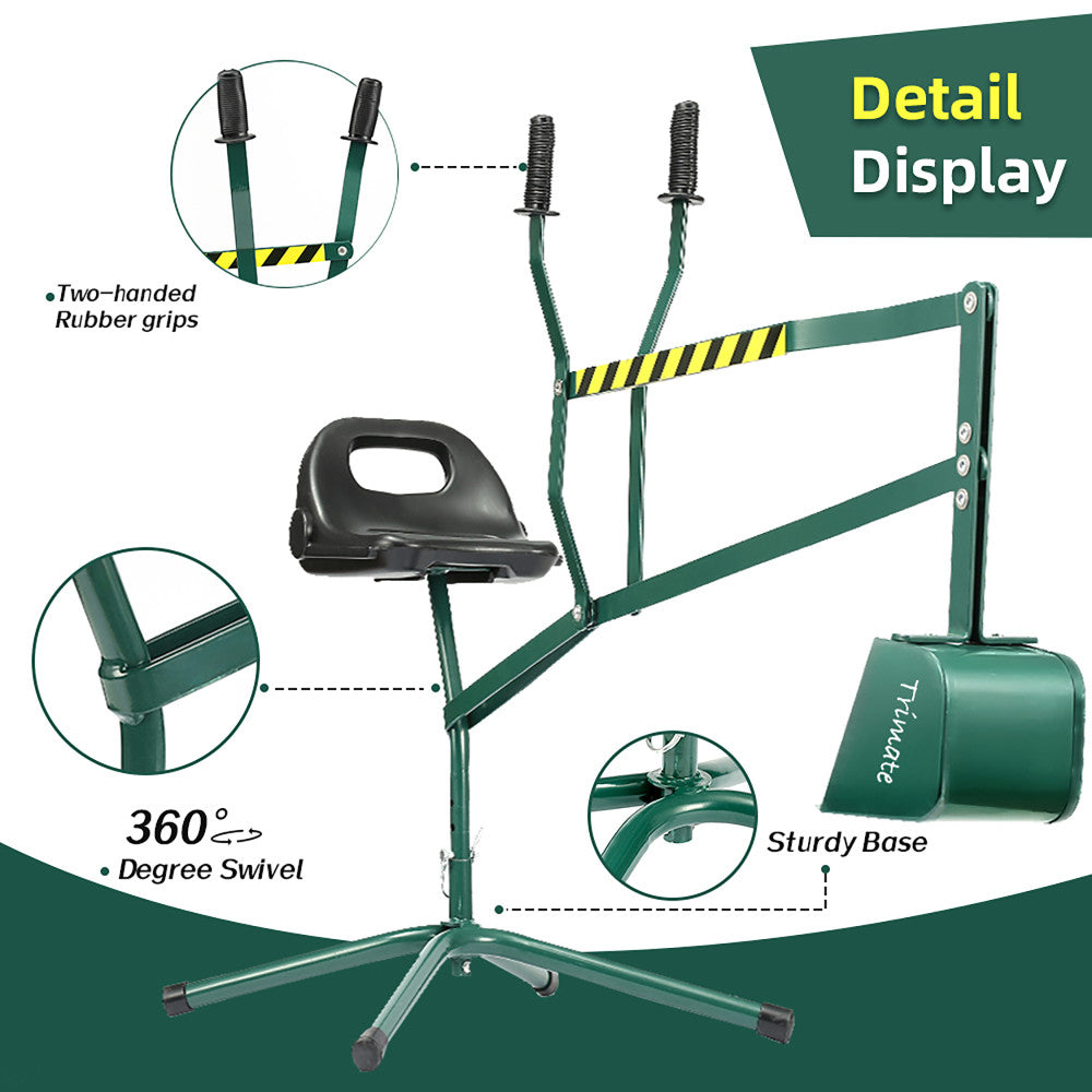 Trimate Sandbox Excavator - Hunter Green - Metal Construction Play Toy - Image 3