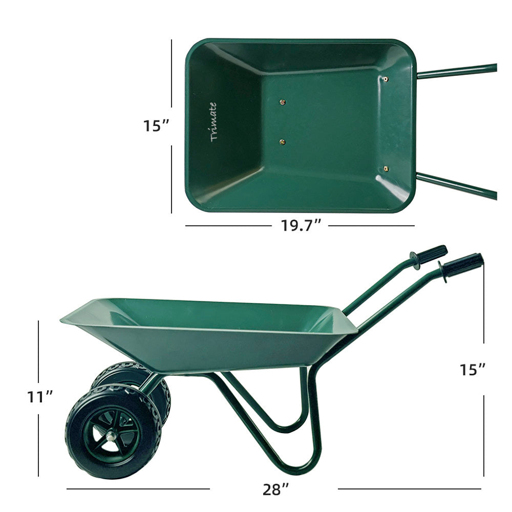 Trimate Metal Wheelbarrow - Hunter Green, Outdoor-Indoor Kids Play Toy - Image 2