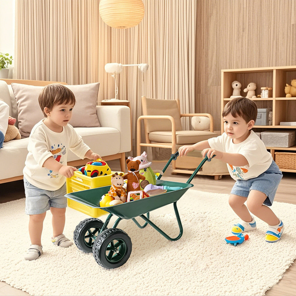 Trimate Metal Wheelbarrow - Hunter Green, Outdoor-Indoor Kids Play Toy - Image 5